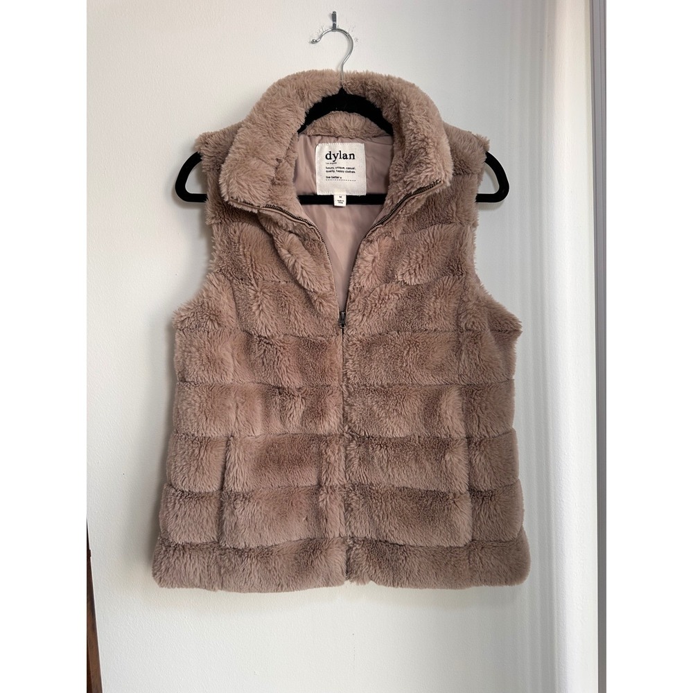Anthropology Dylan Faux Fur Vest Zip Front Pockets‎ Women's Size M